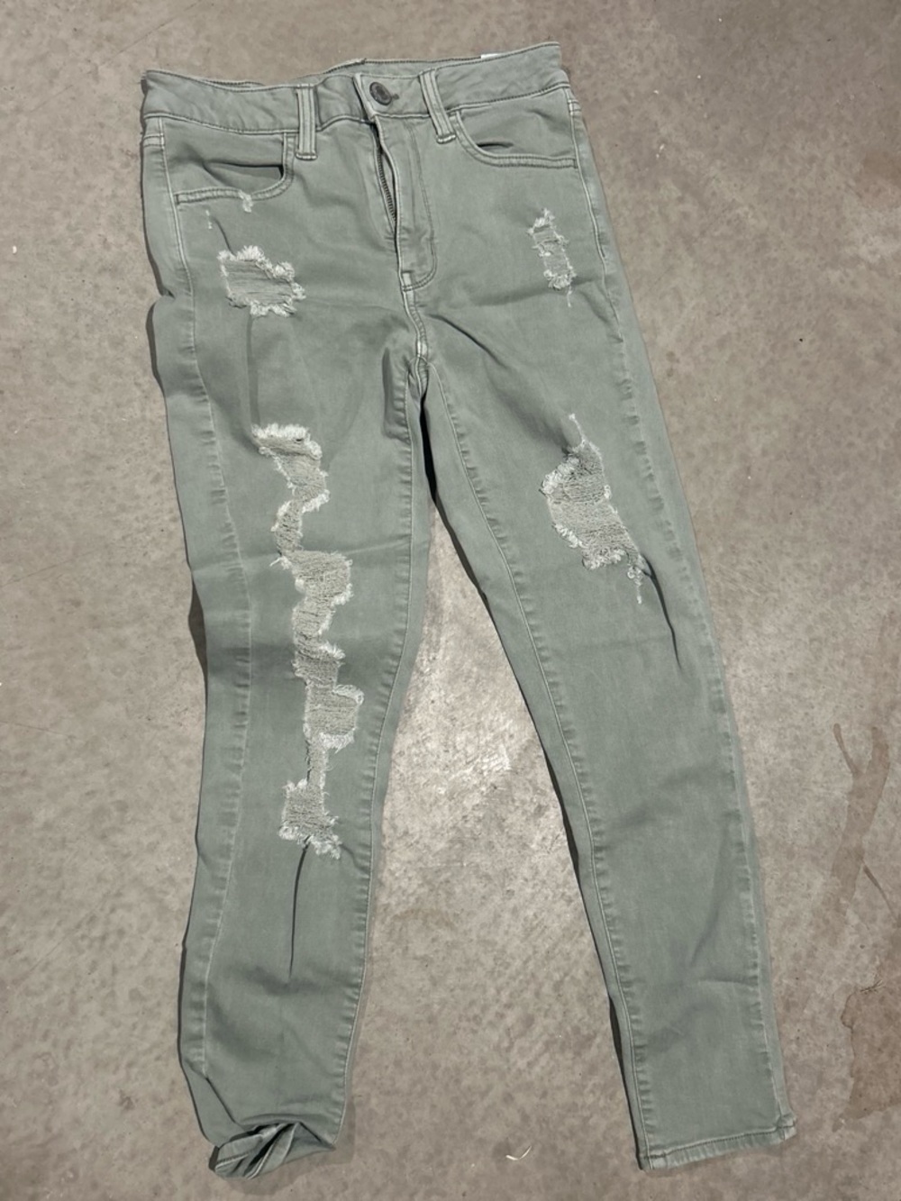 American Eagle Outfitters Distressed Skinny Jeans - Sage Green